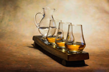 Load image into Gallery viewer, 4 Glass Whiskey Flight Oak Stave. Whisky Gifts and Accessories